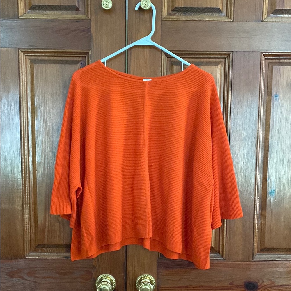 MarlaWynne Bold Orange Popover Knit Sweater/Top